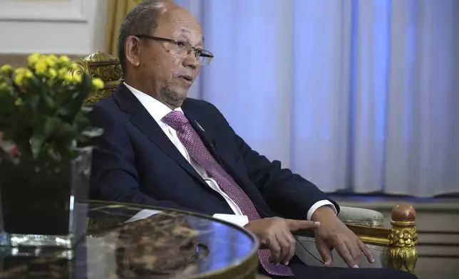 Leslie Voltaire, the president of Haiti's Transition Council, talks during an interview with the Associated Press in Rome, Saturday, Jan. 25, 2025. (AP Photo/Alessandra Tarantino)
