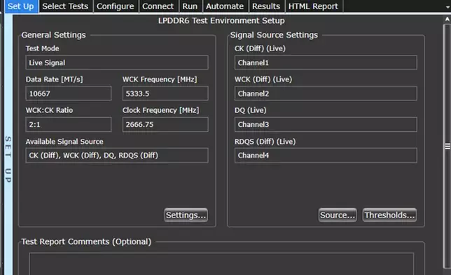 The D9060DDRC LPDDR6 transmitter compliance test app accelerates transmitter testing by automating compliance validation for faster and more accurate test results. (Graphic: Business Wire)