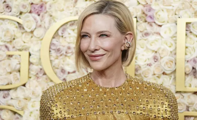 Cate Blanchett arrives at the 82nd Golden Globes on Sunday, Jan. 5, 2025, at the Beverly Hilton in Beverly Hills, Calif. (Photo by Jordan Strauss/Invision/AP)