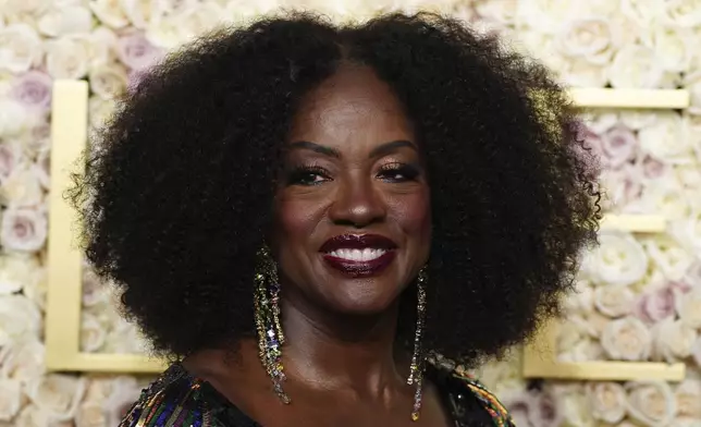 Viola Davis arrives at the 82nd Golden Globes on Sunday, Jan. 5, 2025, at the Beverly Hilton in Beverly Hills, Calif. (Photo by Jordan Strauss/Invision/AP)