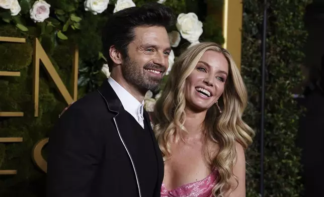 Sebastian Stan, left, and Annabelle Wallis arrive at the 82nd Golden Globes on Sunday, Jan. 5, 2025, at the Beverly Hilton in Beverly Hills, Calif. (Photo by Jordan Strauss/Invision/AP)