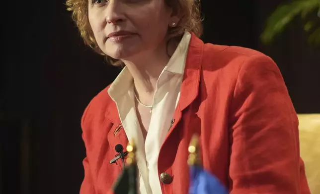 European Investment Bank Vice President Nicola Beer speaks to the Associated Press during an interview in Dhaka, Bangladesh, Thursday, Jan. 9, 2025. (AP Photo/Al-emrun Garjon)