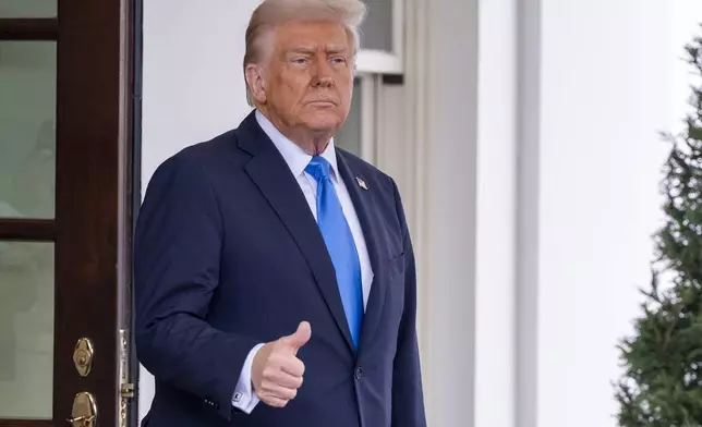 President Donald Trump gives thumbs up as Jordan's King Abdullah II departs the White House, Tuesday, Feb. 11, 2025, in Washington. (Photo/Alex Brandon)