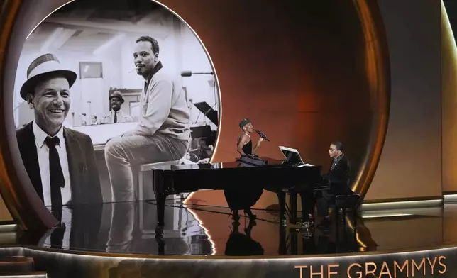 Cynthia Erivo, left, and Herbie Hancock perform 'In Other Words' during the 67th annual Grammy Awards on Sunday, Feb. 2, 2025, in Los Angeles. (AP Photo/Chris Pizzello)