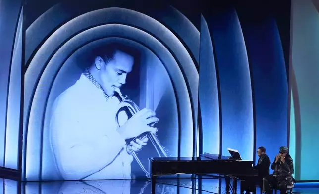 Herbie Hancock, left, and Stevie Wonder perform during the 67th annual Grammy Awards on Sunday, Feb. 2, 2025, in Los Angeles. (AP Photo/Chris Pizzello)