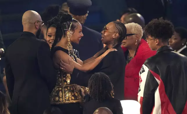 Alicia Keys, left, and Lena Waithe in the audience during the 67th annual Grammy Awards on Sunday, Feb. 2, 2025, in Los Angeles. (AP Photo/Chris Pizzello)