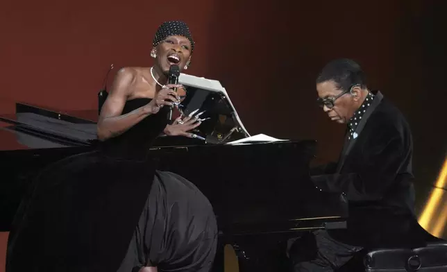Cynthia Erivo, left, and Herbie Hancock perform 'In Other Words' during the 67th annual Grammy Awards on Sunday, Feb. 2, 2025, in Los Angeles. (AP Photo/Chris Pizzello)