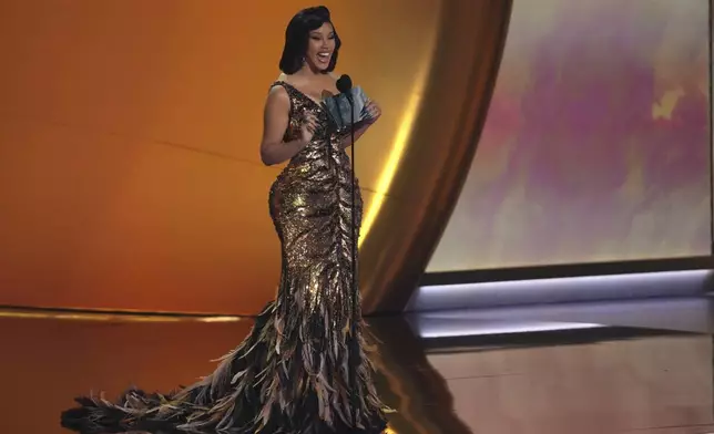 Cardi B presents the award for best rap album during the 67th annual Grammy Awards on Sunday, Feb. 2, 2025, in Los Angeles. (AP Photo/Chris Pizzello)