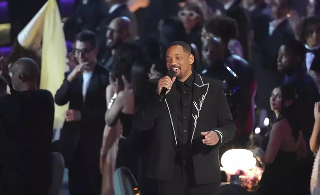 Will Smith speak about Quincy Jones during the 67th annual Grammy Awards on Sunday, Feb. 2, 2025, in Los Angeles. (AP Photo/Chris Pizzello)