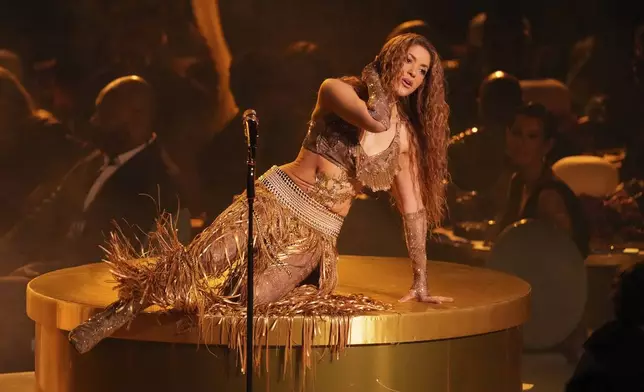 Shakira performs a medley during the 67th annual Grammy Awards on Sunday, Feb. 2, 2025, in Los Angeles. (AP Photo/Chris Pizzello)