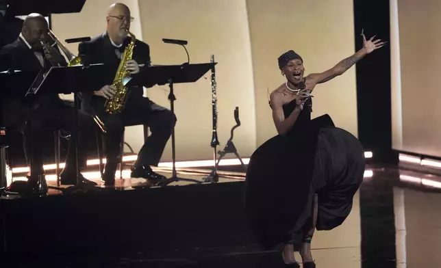 Cynthia Erivo performs 'In Other Words' during the 67th annual Grammy Awards on Sunday, Feb. 2, 2025, in Los Angeles. (AP Photo/Chris Pizzello)