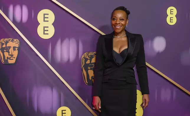 Marianne Jean-Baptiste poses for photographers upon arrival at the 78th British Academy Film Awards, BAFTA's, in London, Sunday, Feb. 16, 2025. (Photo by Joel C Ryan/Invision/AP)