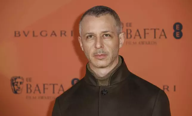 Jeremy Strong poses for photographers upon arrival at the BAFTA Nominees Party on Saturday, Feb. 15, 2025, in London. (Photo by Joel C Ryan/Invision/AP)