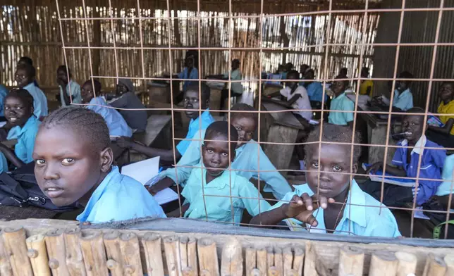 South Sudan refugee children attend a class in Juba, South Sudan Wednesday, Feb. 12, 2025. (AP Photo/Brian Inganga)