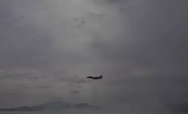 A Harrier vertical takeoff fighter jet participates in the Steadfast Dart 2025 exercise, involving some 10,000 troops in three different countries from nine nations and represent the largest NATO operation planned this year, in Nea Anchialos, central Greece, Thursday, Feb. 13, 2025. (AP Photo/Thanassis Stavrakis)