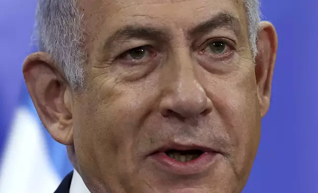 Israeli Prime Minister Benjamin Netanyahu attends a joint news conference with U.S. Secretary of State Marco Rubio at the Prime Minister's office in Jerusalem, Israel, Sunday, Feb. 16, 2025. (Evelyn Hockstein/Pool Photo via AP)