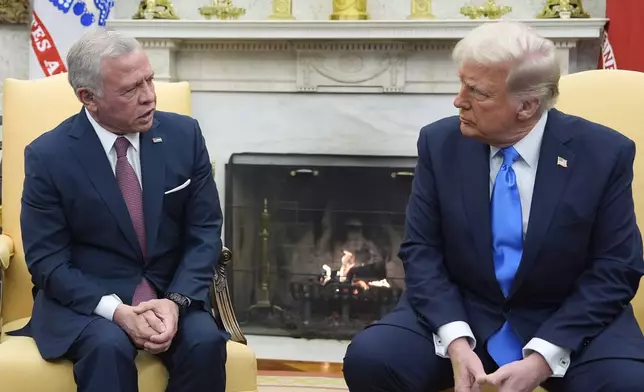 President Donald Trump speaks with Jordan's King Abdullah II in the Oval Office at the White House, Tuesday, Feb. 11, 2025, in Washington. (Photo/Alex Brandon)