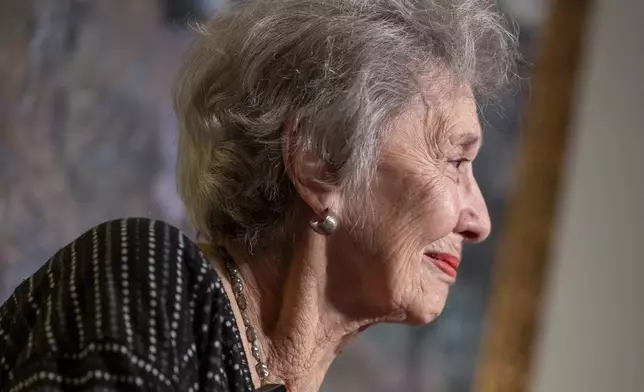 Malphine Fogel, 95, sits with Sasha Phillips, not pictured, Counsel with Dentons Cohen &amp; Grigsby, as they talk during a press conference on her son, Marc Fogel, who was a Russian detainee for three and a half years and is now on his way home, Tuesday, Feb. 11, 2025, in Butler, Pa. (Benjamin B. Braun/Pittsburgh Post-Gazette via AP)