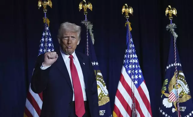 President Donald Trump attends the National Prayer Breakfast at Washington Hilton, Thursday, Feb. 6, 2025, in Washington. (AP Photo/Evan Vucci)