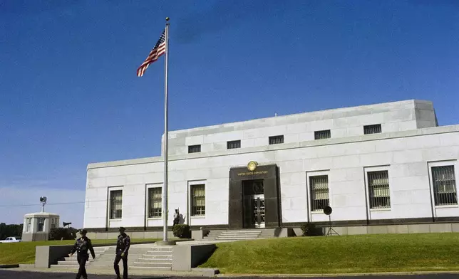 FILE - The United States Depository for gold reserves stands in Fort Knox, Kentucky, in 1974. (AP Photo, File)