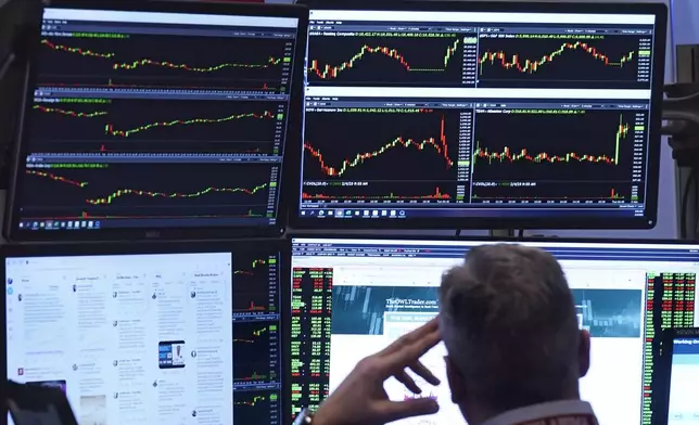 A trader works on the floor of the New York Stock Exchange, Tuesday, Feb. 4, 2025. (AP Photo/Richard Drew)