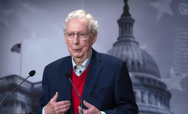 FILE - Senate Minority Leader Mitch McConnell R-Ky. speaks during a news conference at the Capitol in Washington, Nov. 6, 2024. (AP Photo/Jose Luis Magana, File)