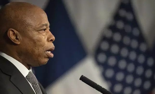 New York City Mayor Eric Adams speaks during a press conference at City Hall, Wednesday, Feb. 5, 2025, in New York. (AP Photo/Yuki Iwamura)