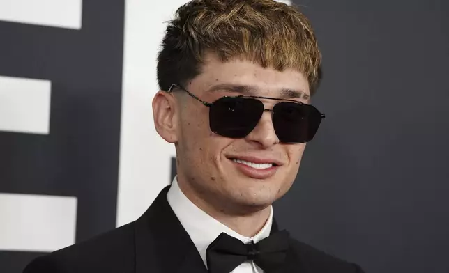 Peso Pluma arrives at the 67th annual Grammy Awards on Sunday, Feb. 2, 2025, in Los Angeles. (Photo by Jordan Strauss/Invision/AP)