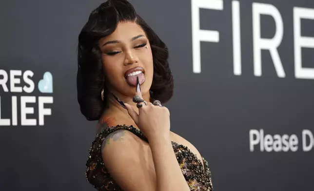 Cardi B arrives at the 67th annual Grammy Awards on Sunday, Feb. 2, 2025, in Los Angeles. (Photo by Jordan Strauss/Invision/AP)