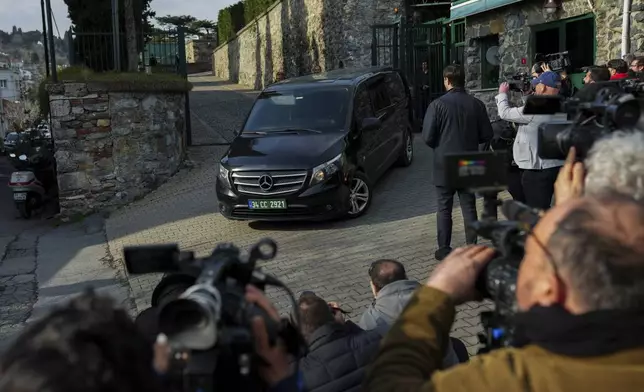 A van, which is believed to carry Russian diplomats, leaves U.S. Consul General residence following a meeting with U.S. counterparts to discuss operation of embassies, in Istanbul, Turkey, Thursday, Feb. 27, 2025. (AP Photo/Francisco Seco)