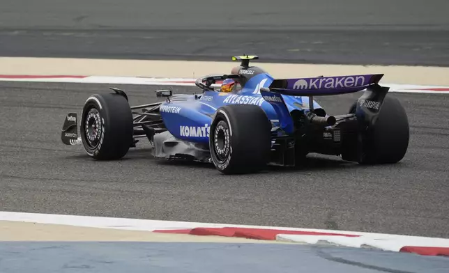 Williams driver Carlos Sainz of Spain in action during a Formula One pre-season test at the Bahrain International Circuit in Sakhir, Bahrain, Thursday, Feb. 27, 2025. (AP Photo/Darko Bandic)