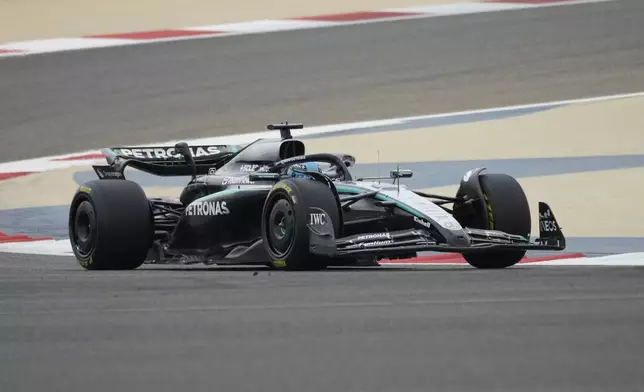 Mercedes driver George Russell of Britain in action during a Formula One pre-season test at the Bahrain International Circuit in Sakhir, Bahrain, Thursday, Feb. 27, 2025. (AP Photo/Darko Bandic)