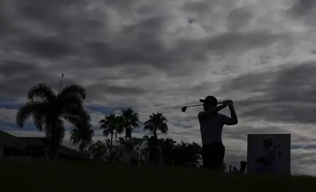 CORRECTS ID BILLY HORSCHEL, NOT SEPP STRAKA OF AUSTRIA - Billy Horschel tees off on the 16th hole during the first round of the Cognizant Classic golf tournament, Thursday, Feb. 27, 2025, in Palm Beach Gardens, Fla. (AP Photo/Rebecca Blackwell)TO