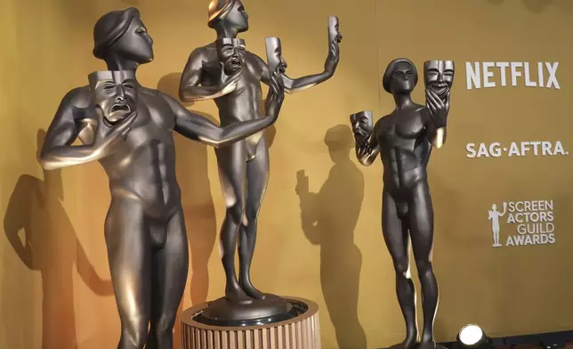 SAG Award statuettes are seen prior the 31st annual Screen Actors Guild Awards on Sunday, Feb. 23, 2025, at the Shrine Auditorium in Los Angeles. (AP Photo/Chris Pizzello)