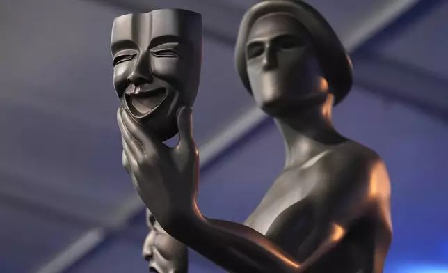 SAG Award statuettes are seen prior the 31st annual Screen Actors Guild Awards on Sunday, Feb. 23, 2025, at the Shrine Auditorium in Los Angeles. (AP Photo/Chris Pizzello)