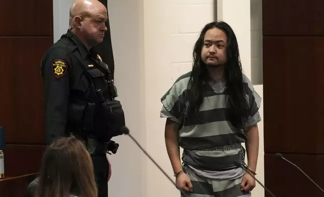 Maximilian Snyder, who is charged with allegedly killing an 82-year-old Vallejo landlord to prevent him from testifying in a murder case against his former tenants, walks into court for arraignment Thursday, Feb 6, 2025, in Fairfield, Calf. (AP Photo/Terry Chea)