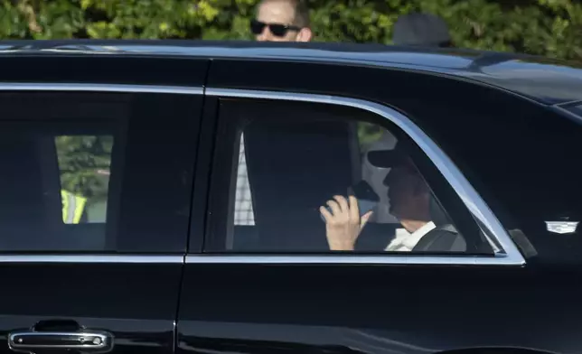 President Donald Trump leaves from Mar-a-Lago, Sunday, Feb. 9, 2025, in Palm Beach, Fla. (AP Photo/Ben Curtis)