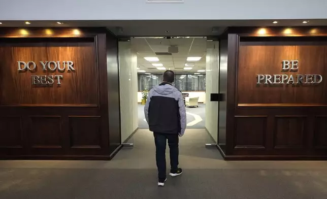 The entrance to Scouting America executive offices is shown in Irving, Texas, Wednesday, Feb. 5, 2025, (AP Photo/LM Otero)