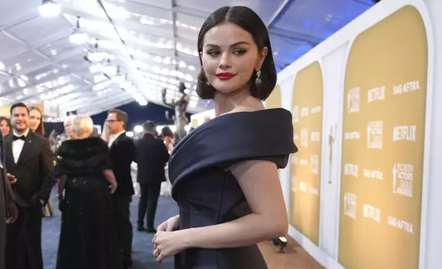 Selena Gomez arrives at the 31st annual Screen Actors Guild Awards on Sunday, Feb. 23, 2025, at the Shrine Auditorium in Los Angeles. (AP Photo/Chris Pizzello)