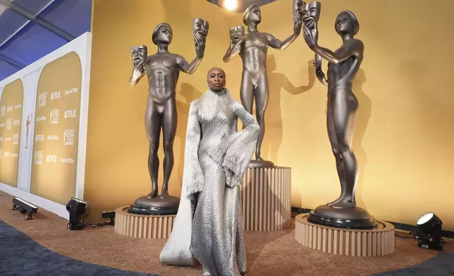 Cynthia Erivo arrives at the 31st annual Screen Actors Guild Awards on Sunday, Feb. 23, 2025, at the Shrine Auditorium in Los Angeles. (AP Photo/Chris Pizzello)