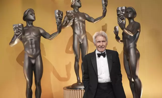 Harrison Ford arrives at the 31st annual Screen Actors Guild Awards on Sunday, Feb. 23, 2025, at the Shrine Auditorium in Los Angeles. (AP Photo/Chris Pizzello)