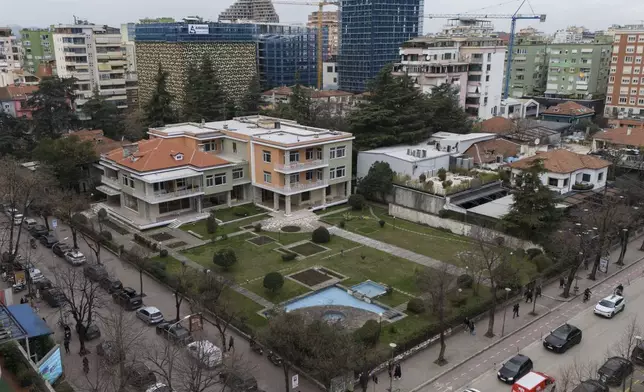 An exterior view showing Villa 31 where the late communist dictator Enver Hoxha, once a symbol of totalitarian rule used to live, in Tirana, Albania, Friday, Feb. 7, 2025. (AP Photo/Vlasov Sulaj)