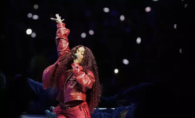 SZA performs during halftime of the NFL Super Bowl 59 football game between the Kansas City Chiefs and the Philadelphia Eagles, Sunday, Feb. 9, 2025, in New Orleans. (AP Photo/Brynn Anderson)