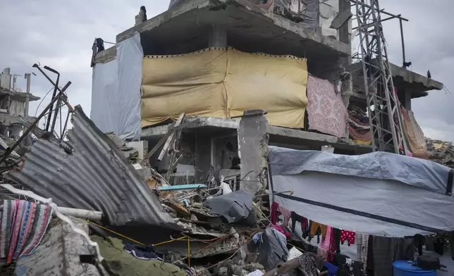 The damaged Odeh house stands amid the devastation in the Jabaliya refugee camp in the northern Gaza Strip, Friday, Feb. 7, 2025. (AP Photo/Abdel Kareem Hana)