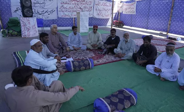 Members of a local political group, "All Parties Itihaad," hold a sit-in protest camp demanding to provide clean water, electricity and other basic necessities, in the coastal city of Gwadar, in the southwest Pakistani province of Balochistan, Jan. 15, 2025. (AP Photo/Anjum Naveed)