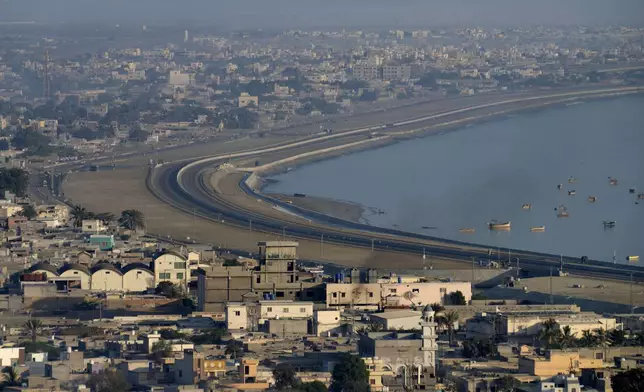 A view of newly constructed highway connecting to Gwadar port in the coastal city of Gwadar, in southwest Pakistani province of Balochistan, Jan. 14, 2025. (AP Photo/Anjum Naveed)