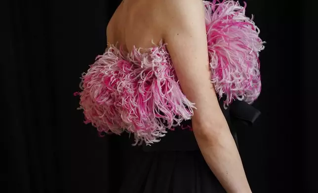 Ariana Grande arrives at the Oscars Nominees Dinner on Tuesday, Feb. 25, 2025, at the Academy Museum of Motion Pictures in Los Angeles. (Photo by Jordan Strauss/Invision/AP)
