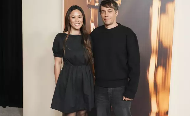 Samantha Quan, left, and Sean Baker arrive at the Oscars Nominees Dinner on Tuesday, Feb. 25, 2025, at the Academy Museum of Motion Pictures in Los Angeles. (Photo by Jordan Strauss/Invision/AP)