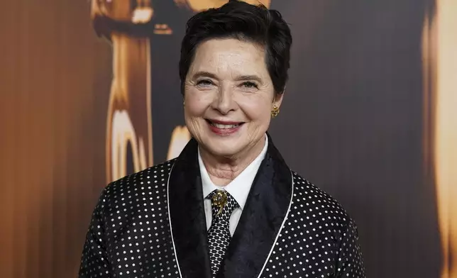 Isabella Rossellini arrives at the Oscars Nominees Dinner on Tuesday, Feb. 25, 2025, at the Academy Museum of Motion Pictures in Los Angeles. (Photo by Jordan Strauss/Invision/AP)