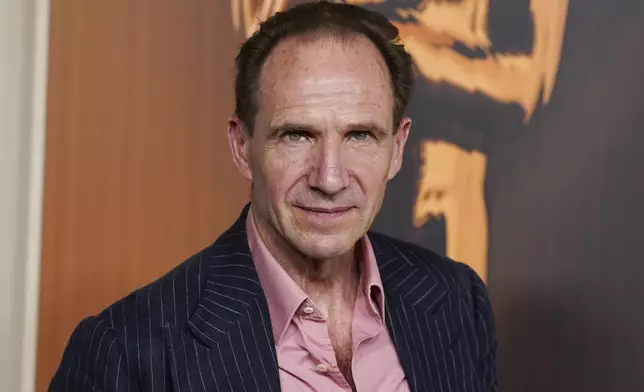 Ralph Fiennes arrives at the Oscars Nominees Dinner on Tuesday, Feb. 25, 2025, at the Academy Museum of Motion Pictures in Los Angeles. (Photo by Jordan Strauss/Invision/AP)